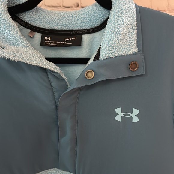 Under Armour Blue Sherpa Half Button Sweatshirt - Picture 2 of 6